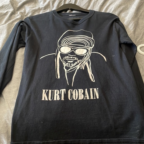 Kurt Cobain Art Long sleeve Crew Neck Shirt - Picture 2 of 2
